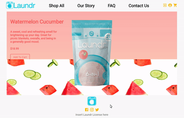 GIF of Laundr e-commerce website